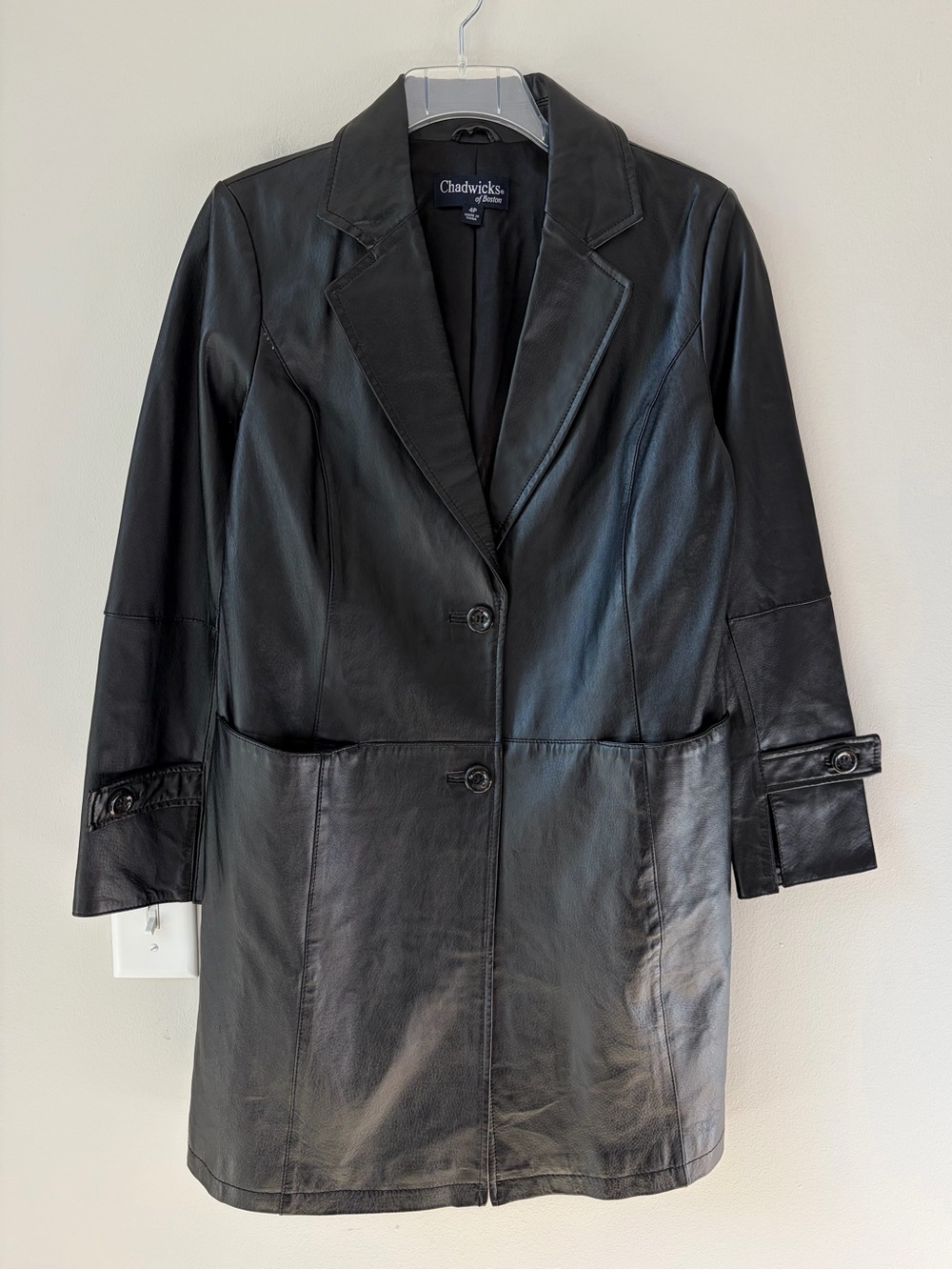 Chadwick’s Genuine Leather Black Long Line Medium Length Coat Leather Jacket